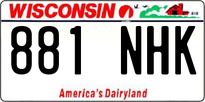 WI license plate 881NHK