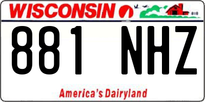 WI license plate 881NHZ