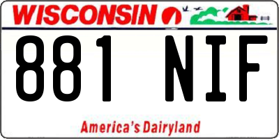WI license plate 881NIF