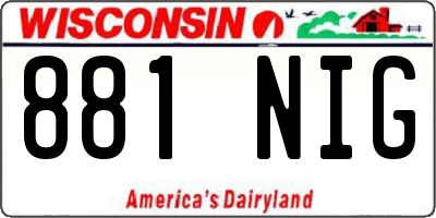 WI license plate 881NIG