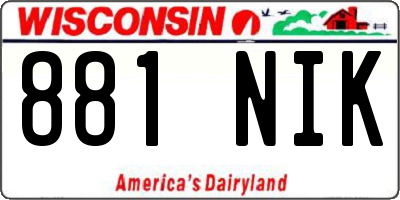 WI license plate 881NIK