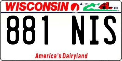 WI license plate 881NIS