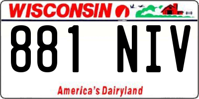 WI license plate 881NIV