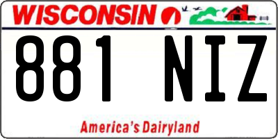 WI license plate 881NIZ