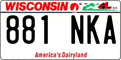 WI license plate 881NKA