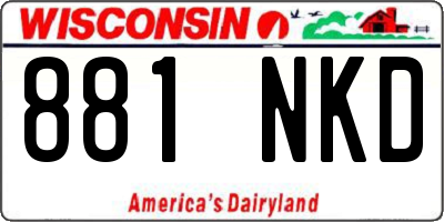 WI license plate 881NKD