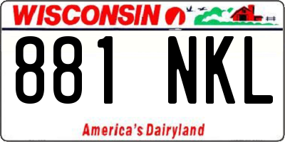WI license plate 881NKL