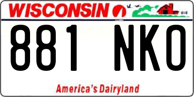 WI license plate 881NKO