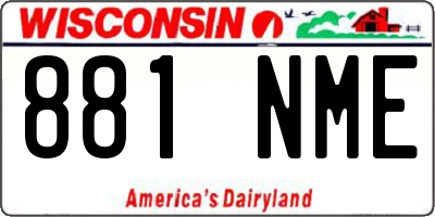 WI license plate 881NME