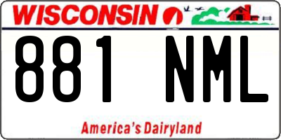 WI license plate 881NML