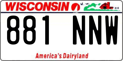 WI license plate 881NNW