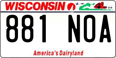 WI license plate 881NOA