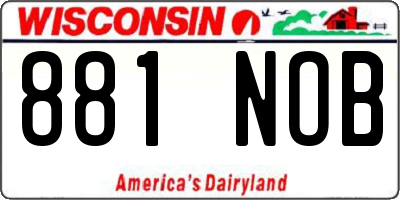 WI license plate 881NOB