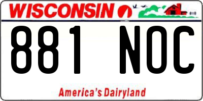 WI license plate 881NOC