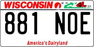 WI license plate 881NOE