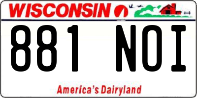 WI license plate 881NOI