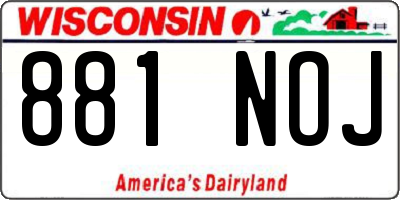 WI license plate 881NOJ