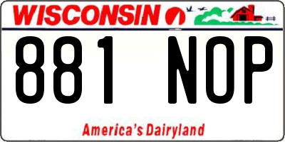 WI license plate 881NOP