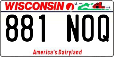 WI license plate 881NOQ
