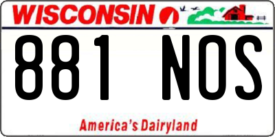 WI license plate 881NOS
