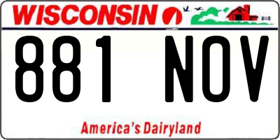 WI license plate 881NOV
