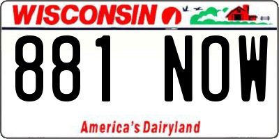 WI license plate 881NOW