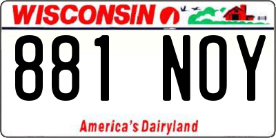 WI license plate 881NOY