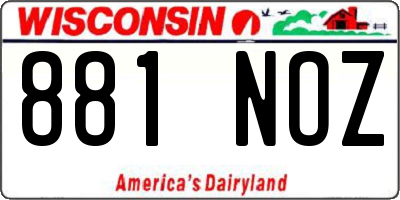 WI license plate 881NOZ