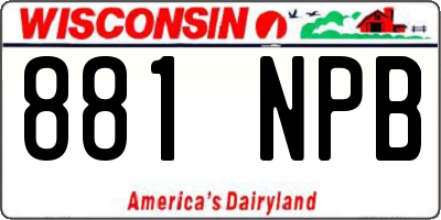 WI license plate 881NPB