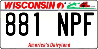 WI license plate 881NPF