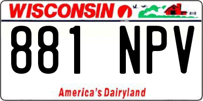WI license plate 881NPV