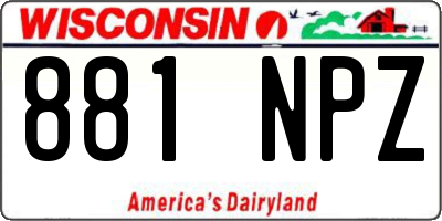 WI license plate 881NPZ