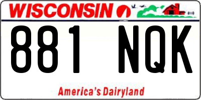 WI license plate 881NQK