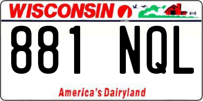 WI license plate 881NQL