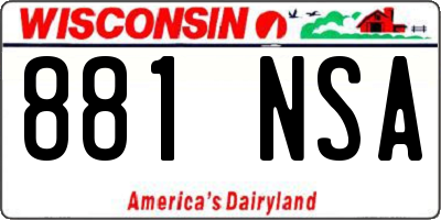 WI license plate 881NSA