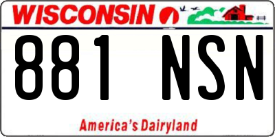 WI license plate 881NSN