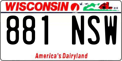 WI license plate 881NSW