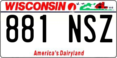 WI license plate 881NSZ