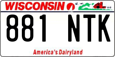 WI license plate 881NTK