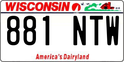 WI license plate 881NTW
