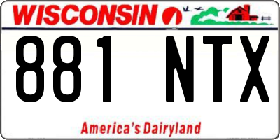 WI license plate 881NTX