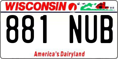 WI license plate 881NUB
