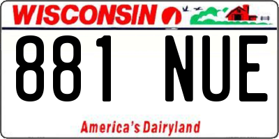 WI license plate 881NUE