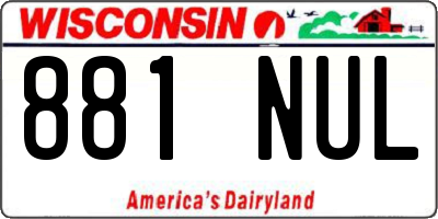 WI license plate 881NUL