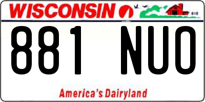 WI license plate 881NUO