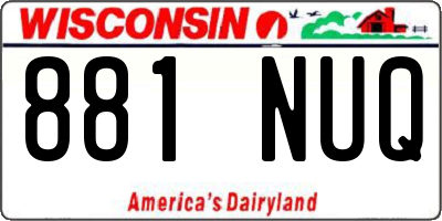 WI license plate 881NUQ