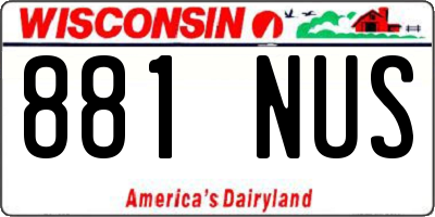 WI license plate 881NUS