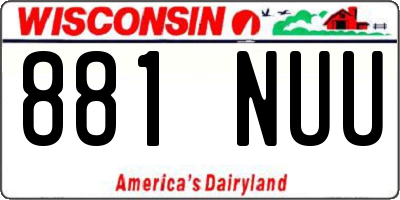 WI license plate 881NUU