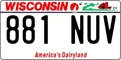 WI license plate 881NUV