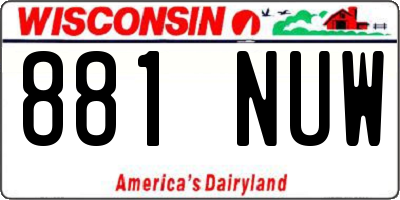WI license plate 881NUW
